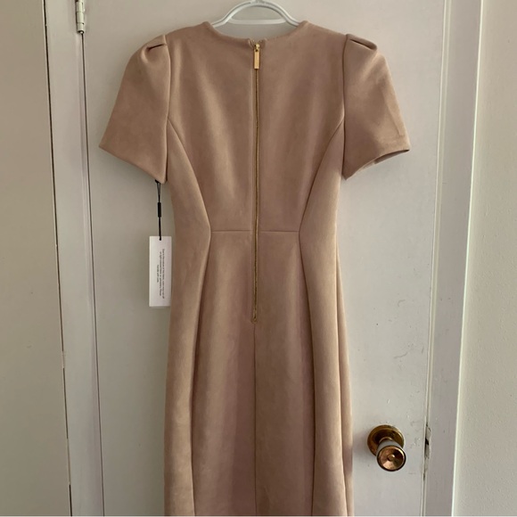 NWT Calvin Klein soft blush pink faux suede scuba sheath dress size 0P. - Picture 7 of 8